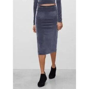Aritzia Wilfred Free Velvet Pull On Midi Skirt In Darkness Size XXS